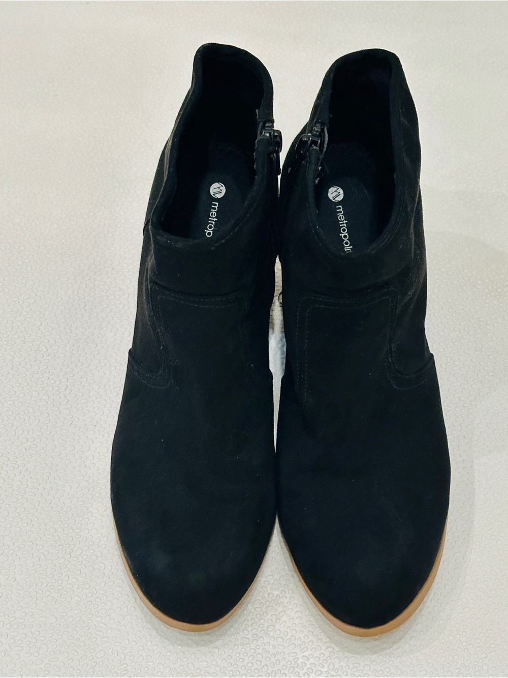 Metropolitan View Chic Black Faux Suede Chunky Heel Ankle Boots 👢